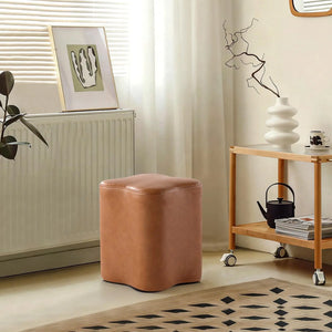 Flower Shaped Accent Stool: Plush petal-shaped ottoman. Adds a chic, cozy touch to your living room, bedroom(Brown) #100194 Get Set Style Furniture