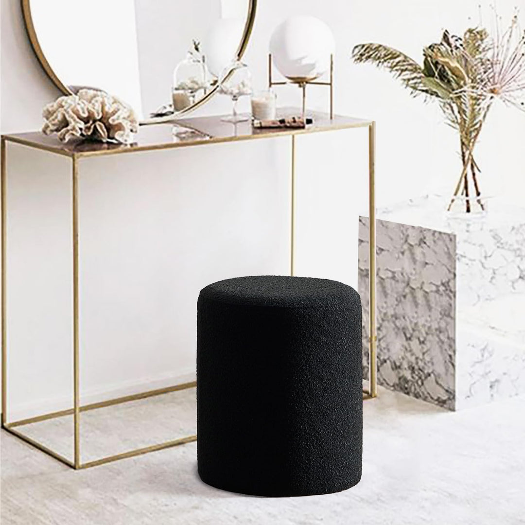 Paulo  Round Boucle Ottoman with Comfy Padded Seat