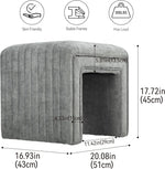 Load image into Gallery viewer, Veluxe Gray U-Shaped Velvet Gray Ottoman, Plush Upholstered Vanity Stool and Footrest with Wood Legs, Stylish Extra Seating for Living Room, Bedroom, or Entryway, Fully Assembled
