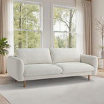 Load image into Gallery viewer, Off White 86&quot; Wide Mid Century Modern Upholstered Sofa with Comfort Cushions
