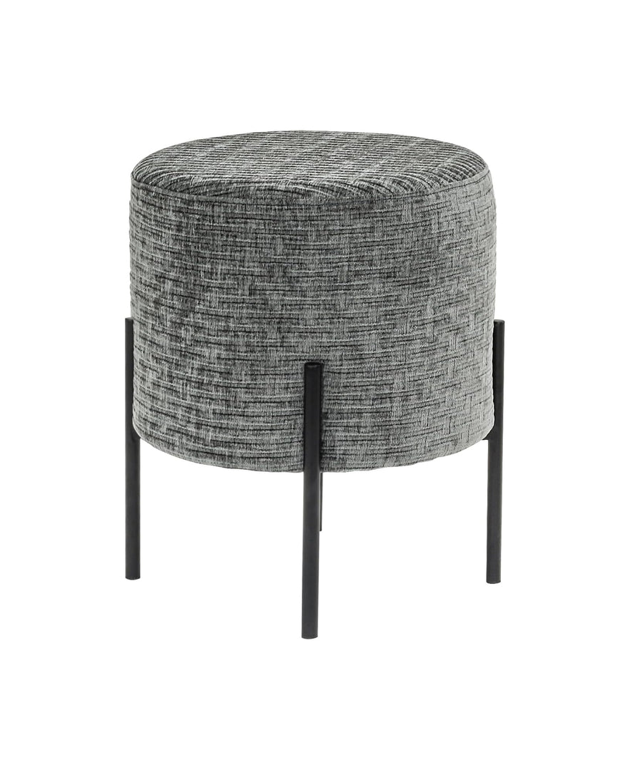 Linen Round Multifunctional Stool with Black Metal Legs (Blue)