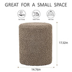 Load image into Gallery viewer, Taupe Sherpa Fabric Round Ottoman #100131
