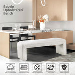 Load image into Gallery viewer, White Boucle Ottoman Bench #900001
