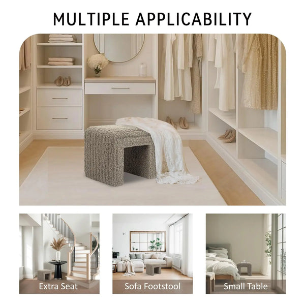 Taupe U Shaped Sherpa Fabric Ottoman #100045 Get Set Style Furniture