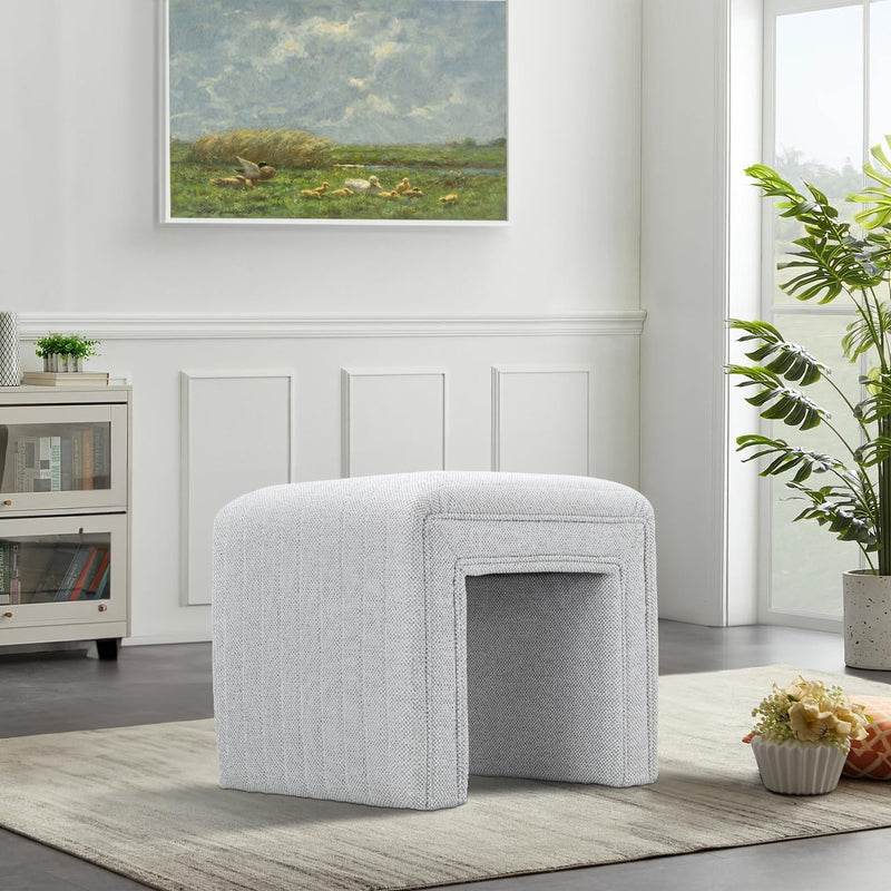 Beige U Shaped Linen Ottoman 
