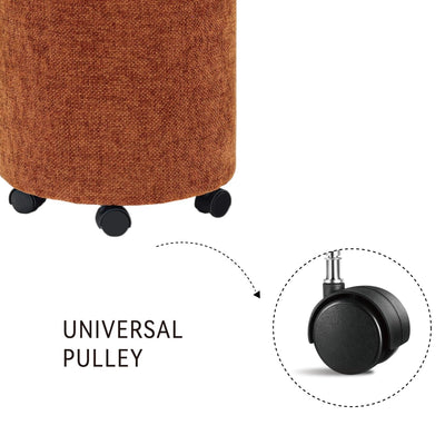 Orange Round Ottoman With Pulley #100148