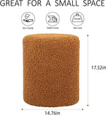 Load image into Gallery viewer, Sherpa Fabric Round Ottoman with Soft Padded Seat, Upholstered Footrest Stool (Mustard)
