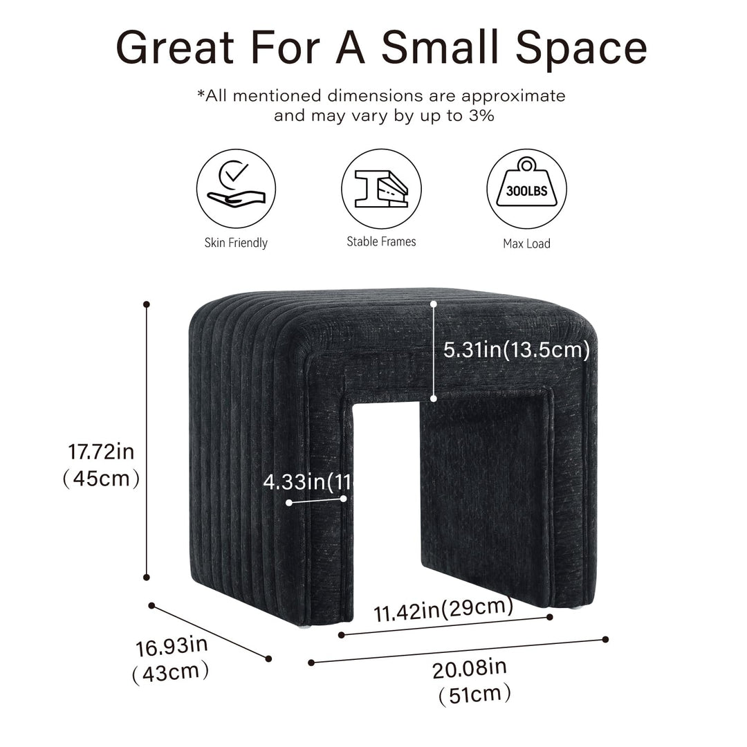 Moony Black with White Boucle U Shaped Ottoman