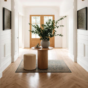 Brown Round Leather Ottoman #100146