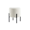 Linen Round Stool with Black Metal Legs Get Set Style Furniture