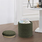 Load image into Gallery viewer, Green Sherpa Round Ottoman With Storage #100126
