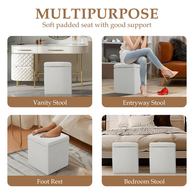 White Square Ottoman With Storage #100122