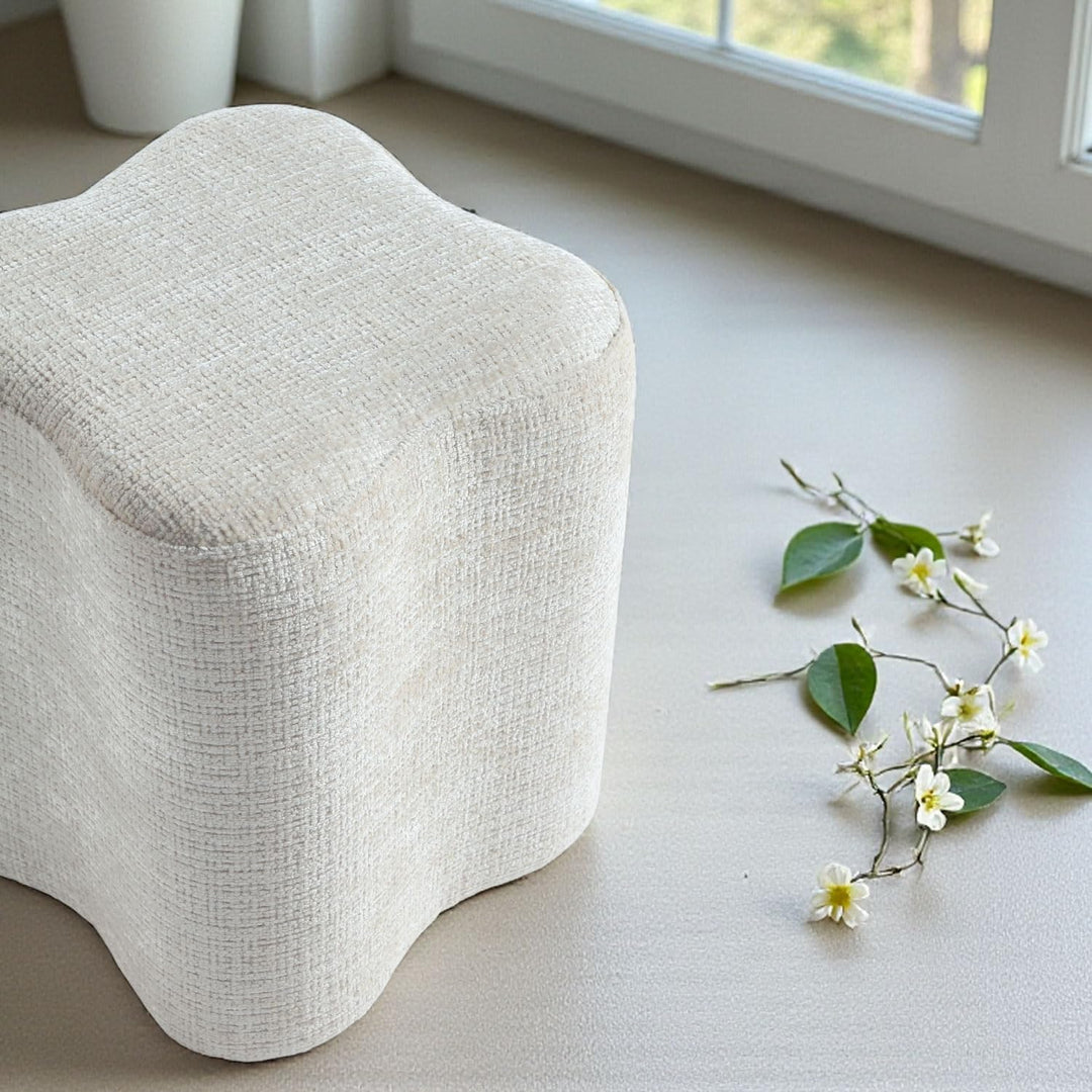 Flower Shaped Accent Stool, Plush petal-shaped ottoman (Gray) #100168