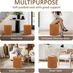 Load image into Gallery viewer, Sherpa Fabric Round Ottoman with Soft Padded Seat, Upholstered Footrest Stool (Mustard)
