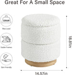 Load image into Gallery viewer, Wooden Base Storage Ottoman: White Boucle #100104
