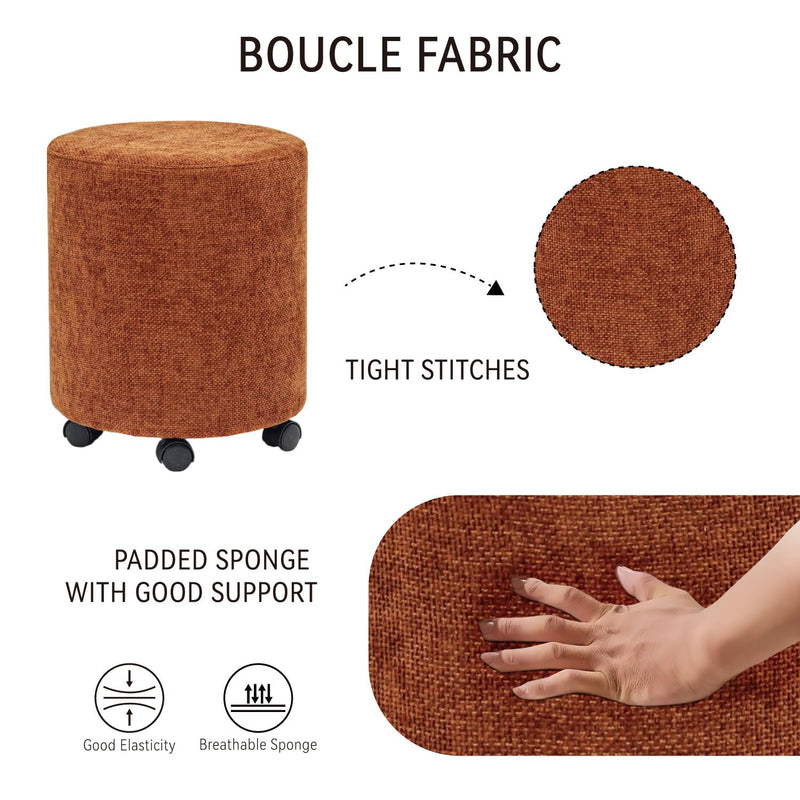 Orange Round Ottoman With Pulley 
