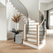 Dark Grey Velvet Round Ottoman #100143