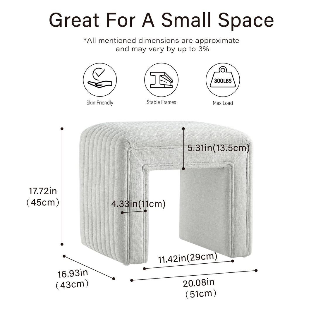 Moony Gray White Boucle U Shaped Ottoman