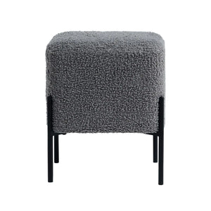 Everest Ivory Cube Shaped Boucle Gray Stool #100169 Get Set Style Furniture
