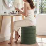 Load image into Gallery viewer, Cushen Sherpa Fabric Round Ottoman with Soft Padded Seat, Storage Vanity Stool, Upholstered Footrest (Green)
