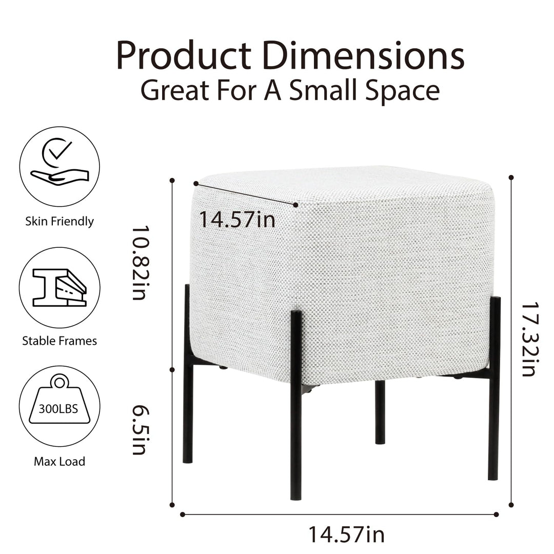 Light Grey Cube-Shaped Chenille Stool #100063