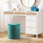 Load image into Gallery viewer, Green Velvet Round Ottoman #100030
