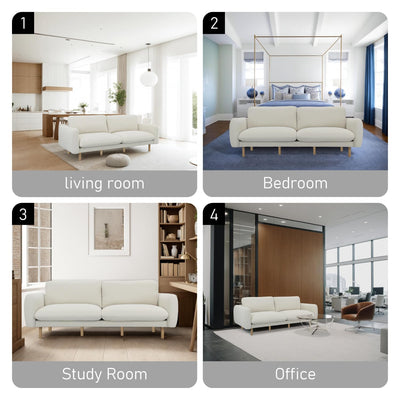 Off White Wood Modern Living Room Sofa #100215