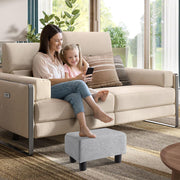 Luxora Rectangle Gray Linen Small Foot Stool