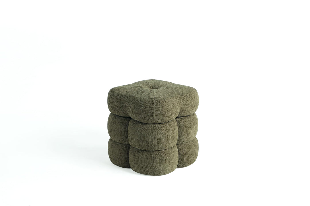 Flower Ottoman with Rotating Base,17.5in Accent Vanity Stool Multi-Functional Lounge Footrest or Extra Seating (Green) #100305