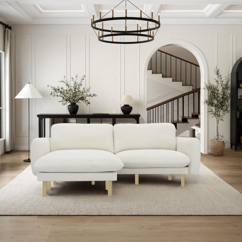 Off White Modern L Shape Sectional Sofa 