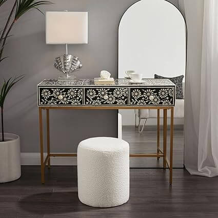 Paulo Boucle Fabric Round Ottoman