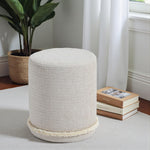 Load image into Gallery viewer, Cirque Round Plush Ottoman, Soft Upholstered Footrest &amp; Vanity Stool, Chic Minimal Accent Piece in Neutral Tones (Taupe Beige) #100162
