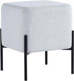 Load image into Gallery viewer, Everest Ivory Cube Shaped Boucle Light Gray Stool
