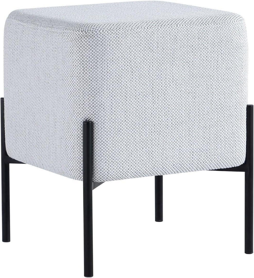 Everest Ivory Cube Shaped Boucle Light Gray Stool