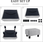 Load image into Gallery viewer, Luxora Rectangle Gray Linen Small Foot Stool
