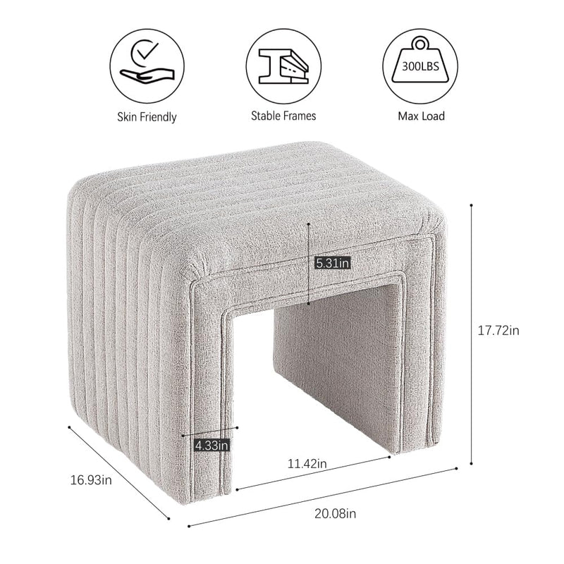 Beige U Shaped Boucle Ottoman 