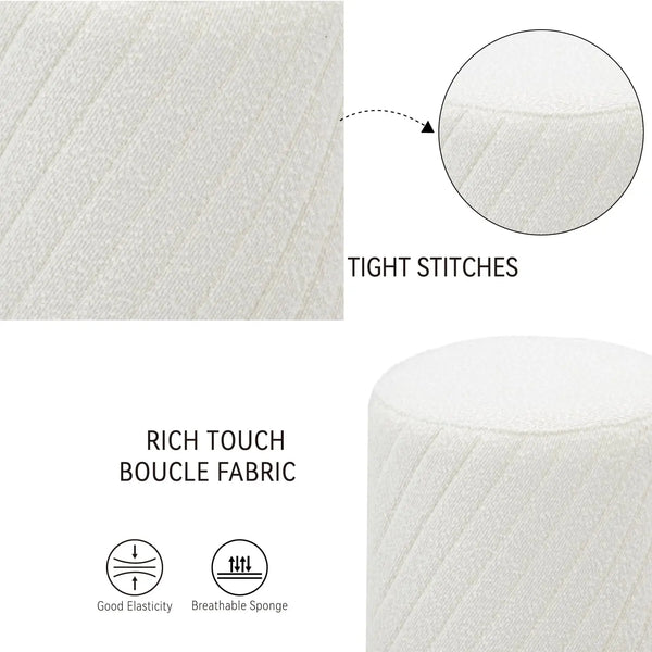 White Textured Boucle Ottoman #100147 Get set style furniture