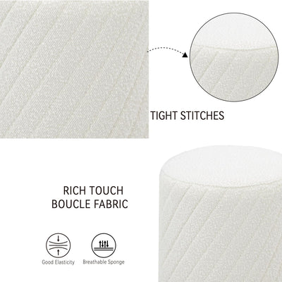 White Textured Boucle Ottoman #100147