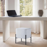 Everest Ivory Cube Shaped Boucle Light Gray Stool