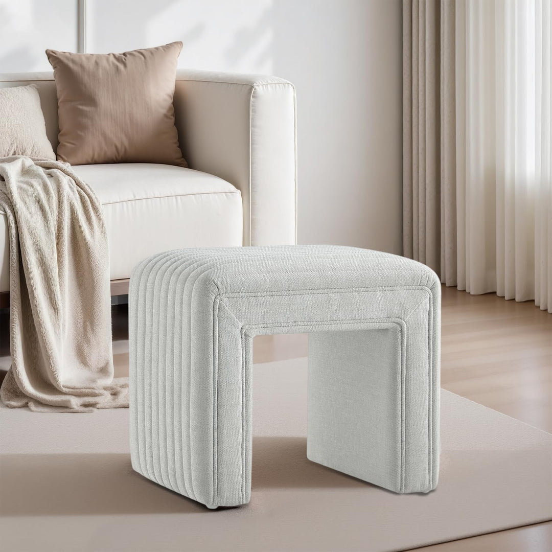 Moony Gray White Boucle U Shaped Ottoman