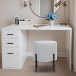 Load image into Gallery viewer, Linen Round Multifunctional Stool with Black Metal Legs (Light Gray)
