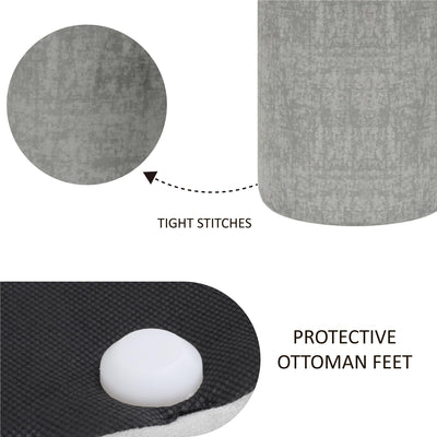 Dark Grey Velvet Round Ottoman #100143