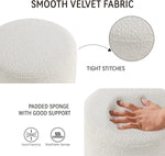 Load image into Gallery viewer, White Round Boucle Fabric Ottoman
