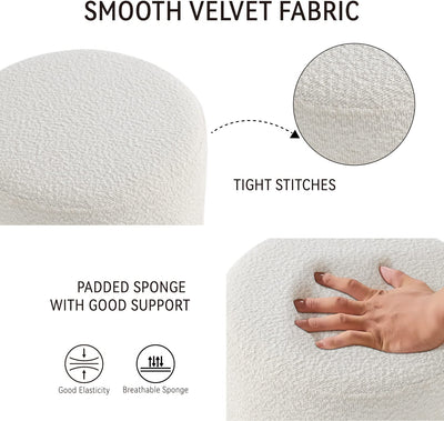 Paulo Boucle Fabric Round Ottoman