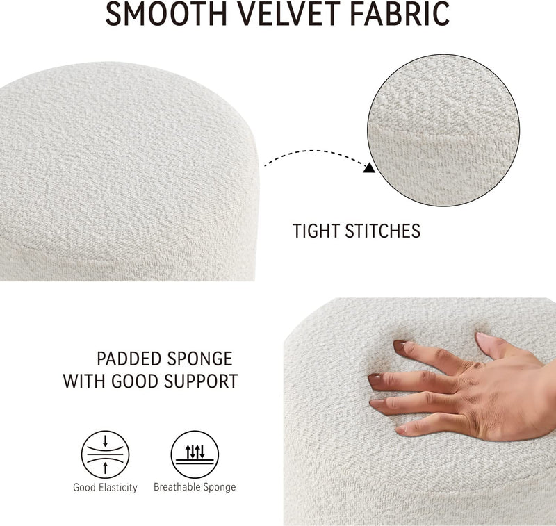 Paulo Boucle Fabric Round Ottoman