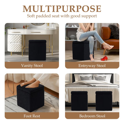 Black Square Ottoman With Storage #100120