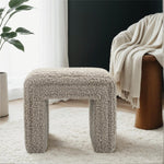 Load image into Gallery viewer, Taupe U Shaped Sherpa Fabric Ottoman #100045
