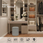 Load image into Gallery viewer, Dark Grey Velvet Round Ottoman #100143
