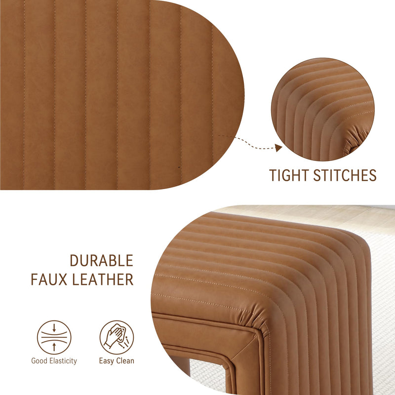 Brown U Shaped Leather Ottoman 