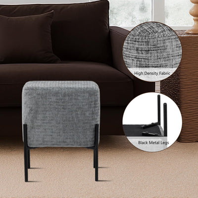 Dark Grey Cube-Shaped Chenille Stool #100058